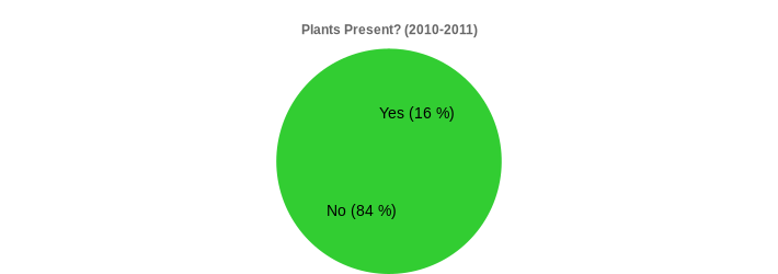 Plants Present? (2010-2011) (Plants Present?:Yes=16,No=84|)