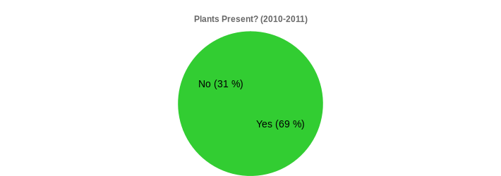 Plants Present? (2010-2011) (Plants Present?:Yes=69,No=31|)