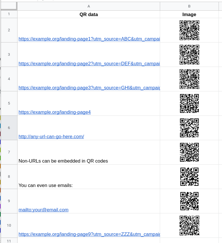 How to generate QR codes with Excel or Google Sheets