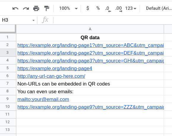 Example QR code data