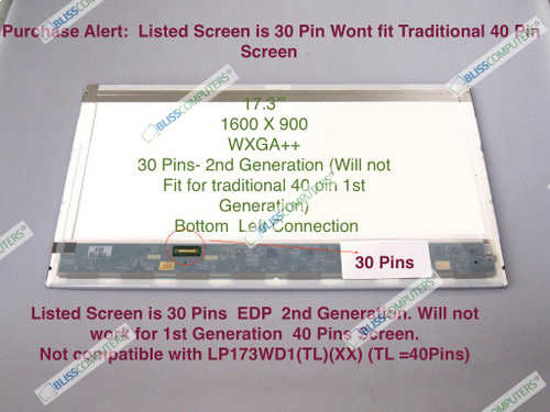 Chi Mei N173fge-e23 Rev.c2 Replacement LAPTOP LCD Screen 17.3" WXGA++ LED DIODE (Substitute Only. Not a ) (30 PIN)