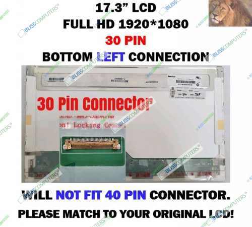 BLISSCOMPUTERS 17.3" 1920x1080 eDP 30Pin LED LCD Screen for N173HGE-E11 N173HGE-E21 N173HGE-E23