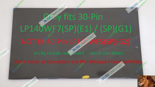 BLISSCOMPUTERS 14'' Full HD IPS LCD Screen Display Panel Replacement for LP140WF7-SPE1 LP140WF7 (SP)(E1)