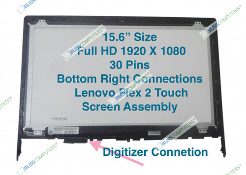BLISSCOMPUERS Compatible 15.6 inch FullHD 1080P LED LCD Display Touch Screen Digitizer Assembly + Bezel Replacement for Lenovo Flex 2-15 20405