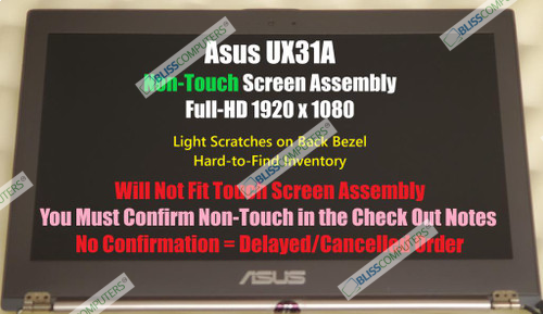13.3" 1920x1080 Full Screen with LED LCD Display & Back Cover and Hinges ASUS ZENBOOK UX31A Non Touch
