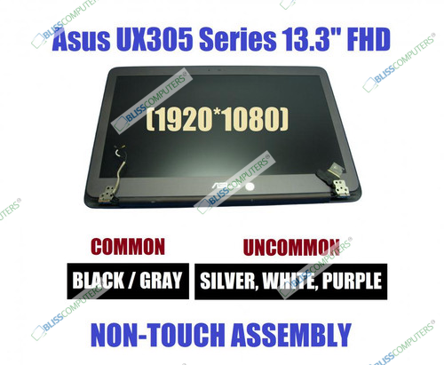 BLISSCOMPUTERS 13.3" 1920x1080 Full Screen with LED LCD Display & Back Cover and Hinges for ASUS ZENBOOK UX305FA-ASM1 (NO Touch Digitizer)