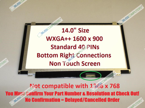 BLISSCOMPUTERS New Screen Replacement for Dell P/N V3YHF D/PN 0V3YHF, HD+ 1600x900, Matte, LCD LED Display