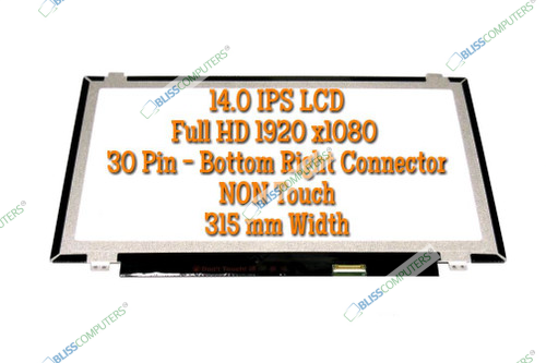 BLISSCOMPUTERS New Screen Replacement for N140HCA-EAC REV.C1, FHD 1920x1080, IPS, Matte, LCD LED Display