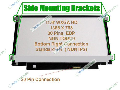 BLISSCOMPUTERS 11.6 inch 1366x768 LED LCD Screen Display Panel for N116BGE-E32 EDP 30PIN
