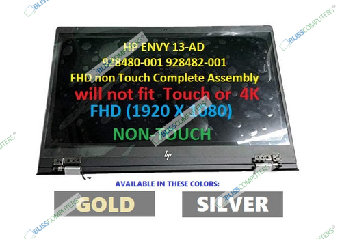 928482-001 928480-001 13.3" HP Envy 13-AD 13-AD120NR FHD IPS LCD LED Screen Complete Display Assembly 1920X1080 Non Touch only gold