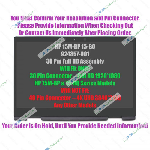 BLISSCOMPUTERS New Genuine 15.6" FHD (1920x1080) IPS LCD Screen LED Display + Touch Digitizer + Bezel Frame Assembly for HP Envy x360 15M-BP112DX