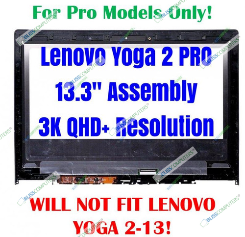 BLISSCOMPUTERS 13.3" 3200x1800 3K Touch Glass Panel LCD LED Display Screen Assembly for Lenovo Yoga 2 Pro 13 (The Bezel Must The
