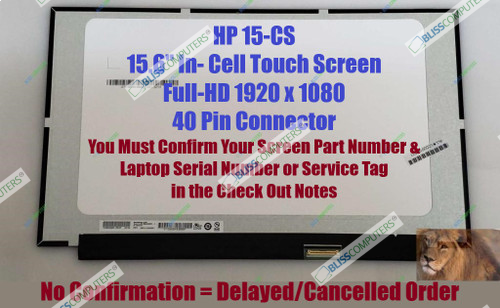 New Genuine 15.6" FHD 1920x1080 LCD Screen LED Display On-Cell Touch Digitizer Panel Assembly HP Pavilion 15-CW1017CA 15-CW1018CA 15-CW1095NR15-cw0024AU 15-cw0028AU