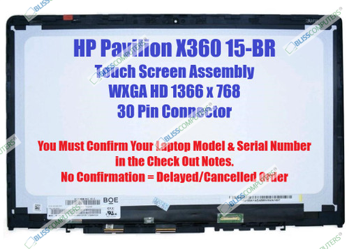HP Pavilion X360 15-BR052OD 15-BR082WM HD LCD Touch Screen Assembly 924531-001