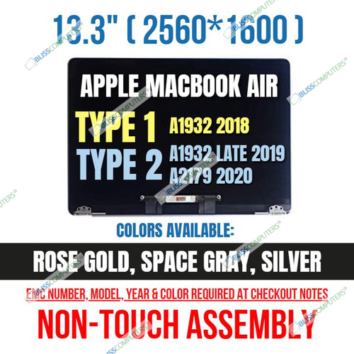 Apple Macbook Air 13" A1932 2018 EMC 3184 LCD Display Screen Assembly Silver New