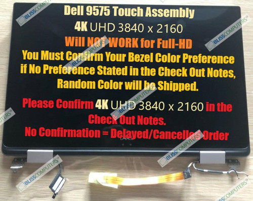 Dell XPS 15 (9575) 15.6" Touchscreen UHD 4K LCD Display  Assembly - 408V2