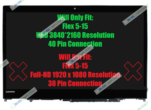 5D10N46973 4K UHD TouchScreen Display Assembly w/ Bezel Flex 5-1570 80XB 81CA