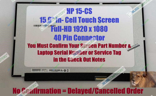 New Screen REPLACEMENT HP Pavillion 15-CS2003CA 15-CS2013CA 15-CS2021CL 15-CS2045NR 15-CS2073CL 15.6" FHD Full HD IPS Embedded Touch Digitizer LCD LED Display