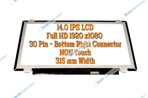 New Screen Replacement for N140HCA-EAC REV.C1, No tabs, FHD 1920x1080, IPS, Matte, LCD LED Display