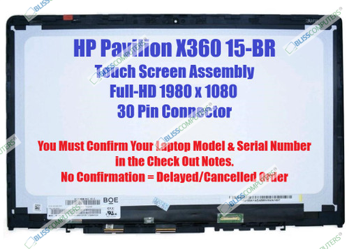 New Replacement for HP Pavilion 15-BR000 15-BR010NR 15-BR077NR LED LCD Touch Screen Assembly with Bezel 15.6 inch FHD 1920x1080