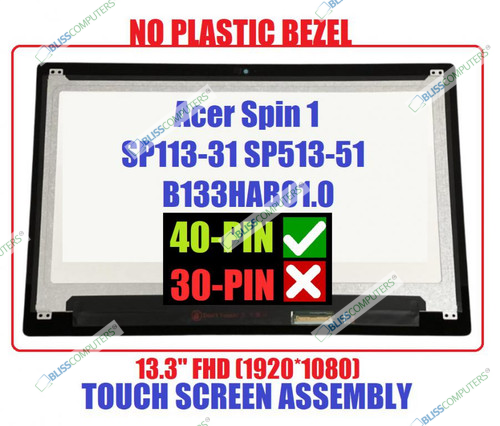 Acer Spin 13.3" SP513-51 Genuine FHD LCD Touch Screen AU Optronics B133HAB01.0