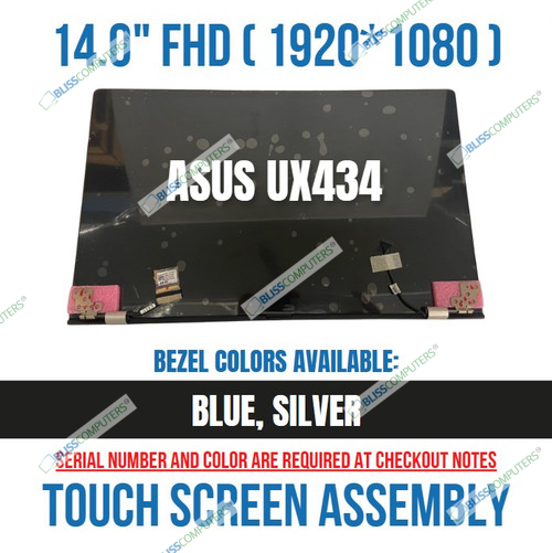 Asus Zenbook 14 UX434 UX434F LCD LED Touch Screen Full assembly Hinge up Blue