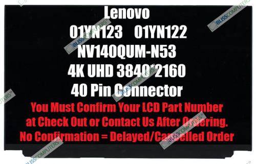 NV140QUM-N53 Touch 3840x2160 FRU 01YN122 Lenovo x1 yoga 2020