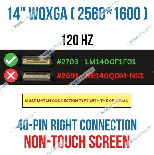 14" WQXGA 120Hz 16:10 LCD Screen IPS Display PANDA LM140GF1F01 40 pin 2560x1600