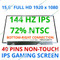 144Hz 15.6" FHD IPS Laptop LCD Screen MSI Katana GF66 12UGS 1920X1080 40 Pin