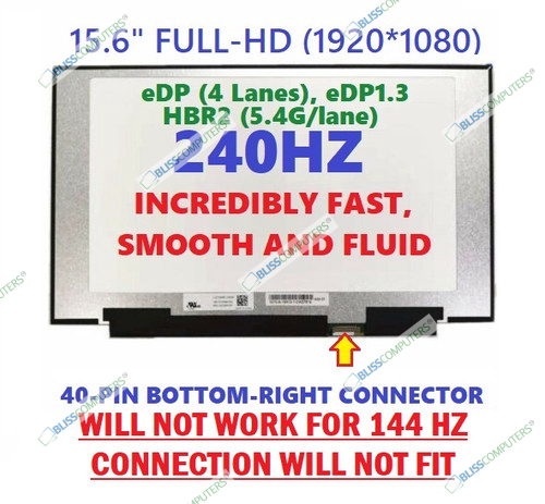 MSI GE66 Raider 11UG-267 15.6" 240hz 2560x1440 IPS matte 16:09 188 PPI Replacement Laptop LCD LED Screen Display